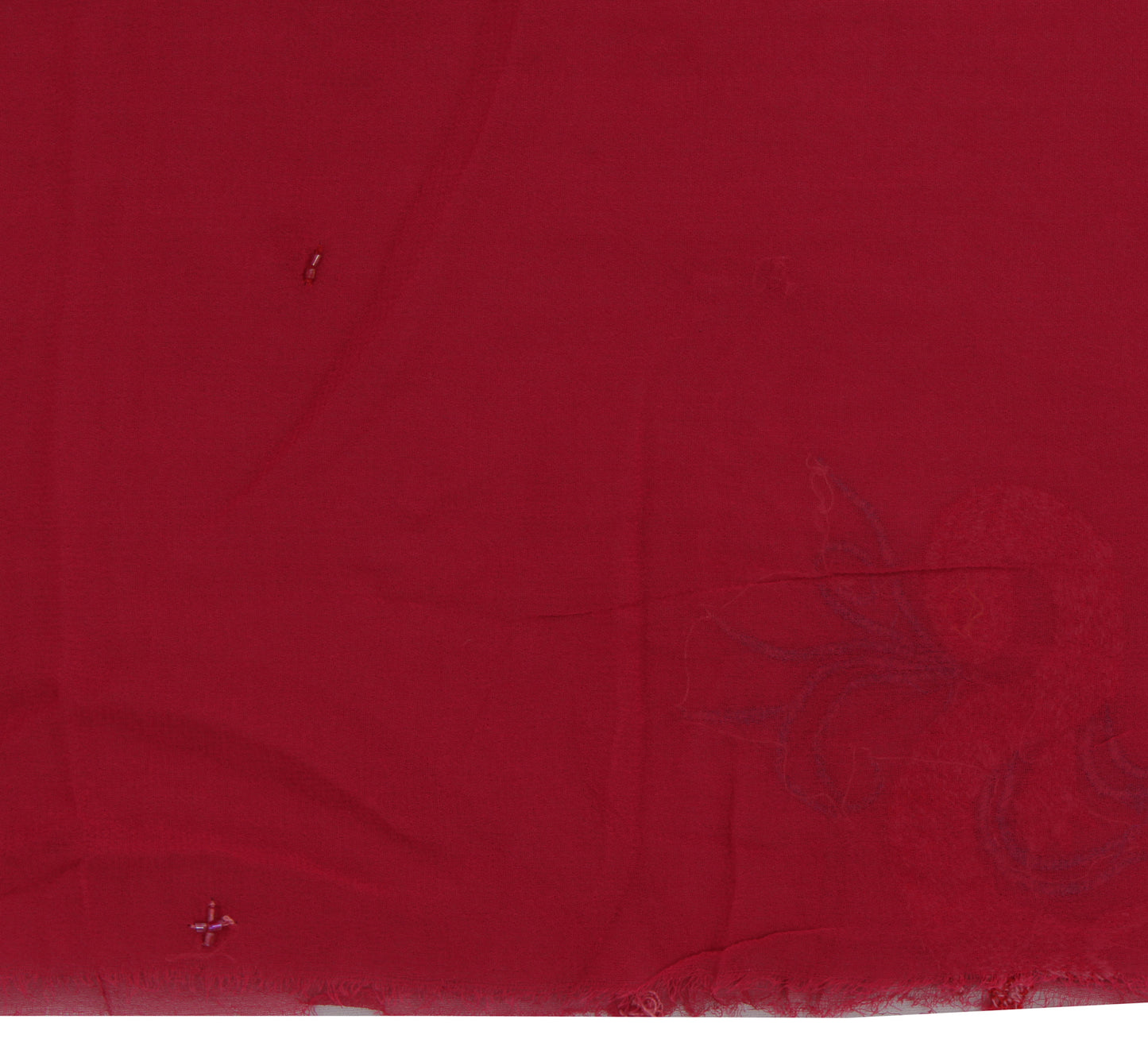 Sushila Vintage Pink Sari Remnant Scrap Pure Georgette Embroidered Craft Fabric