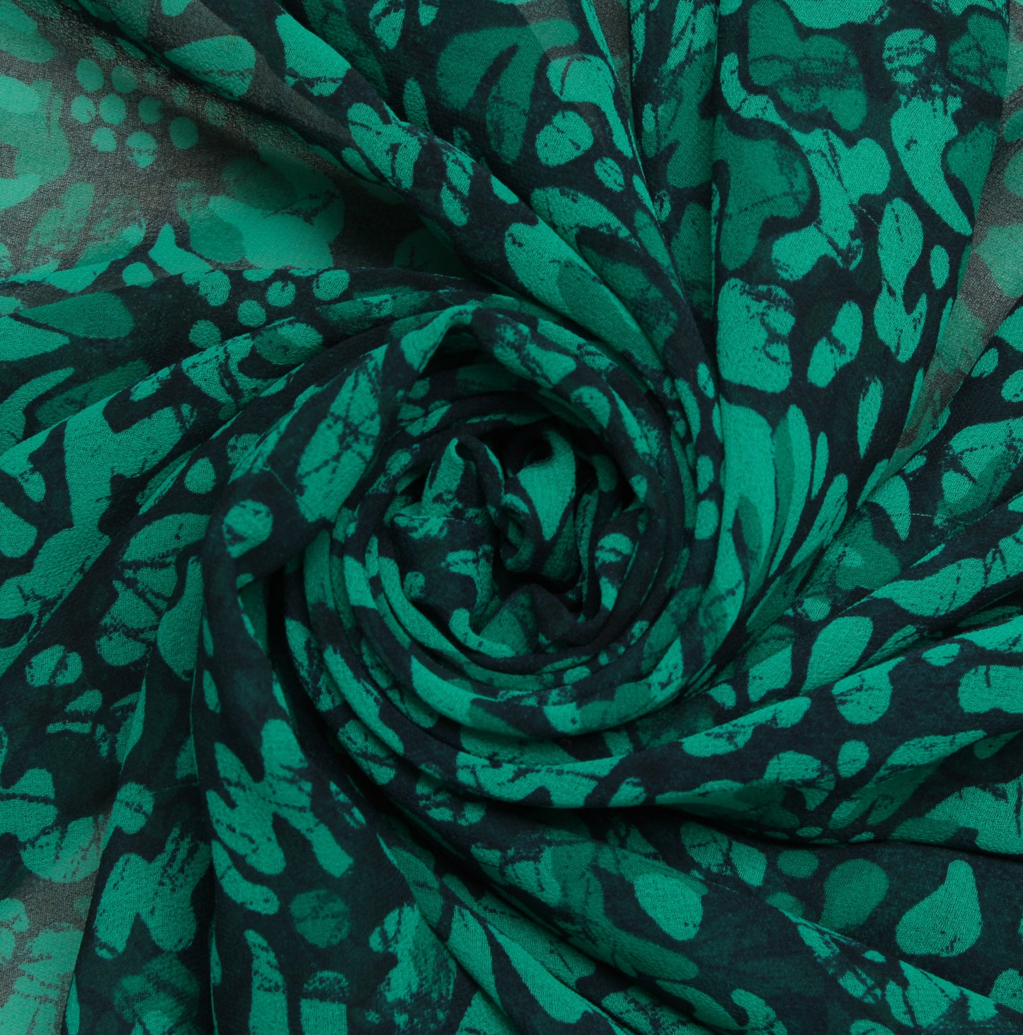 Sushila Vintage Green Sari Remnant Scrap Blend Georgette Printed Craft Fabric