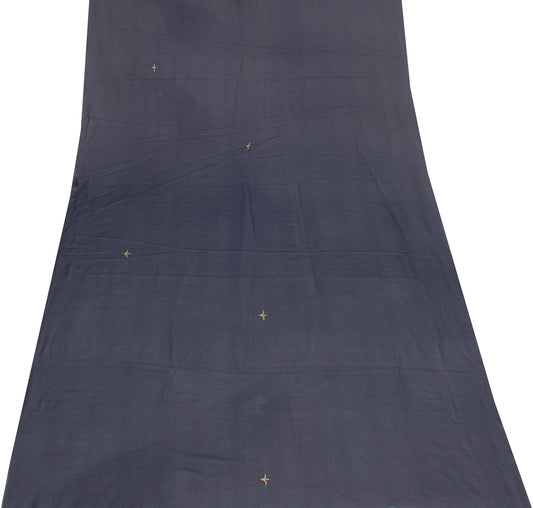Sushila Vintage Blue Indian Sari Remnant Scrap Blend Georgette Silk Craft Fabric