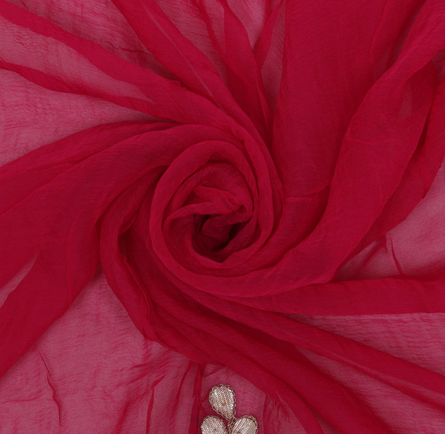 Sushila Vintage Magenta Indian Sari Remnant Scrap Pure Chiffon Silk Craft Fabric