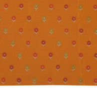 Sushila Vintage Mustard Sari Remnant Scrap Pure Crepe Embroidered Craft Fabric