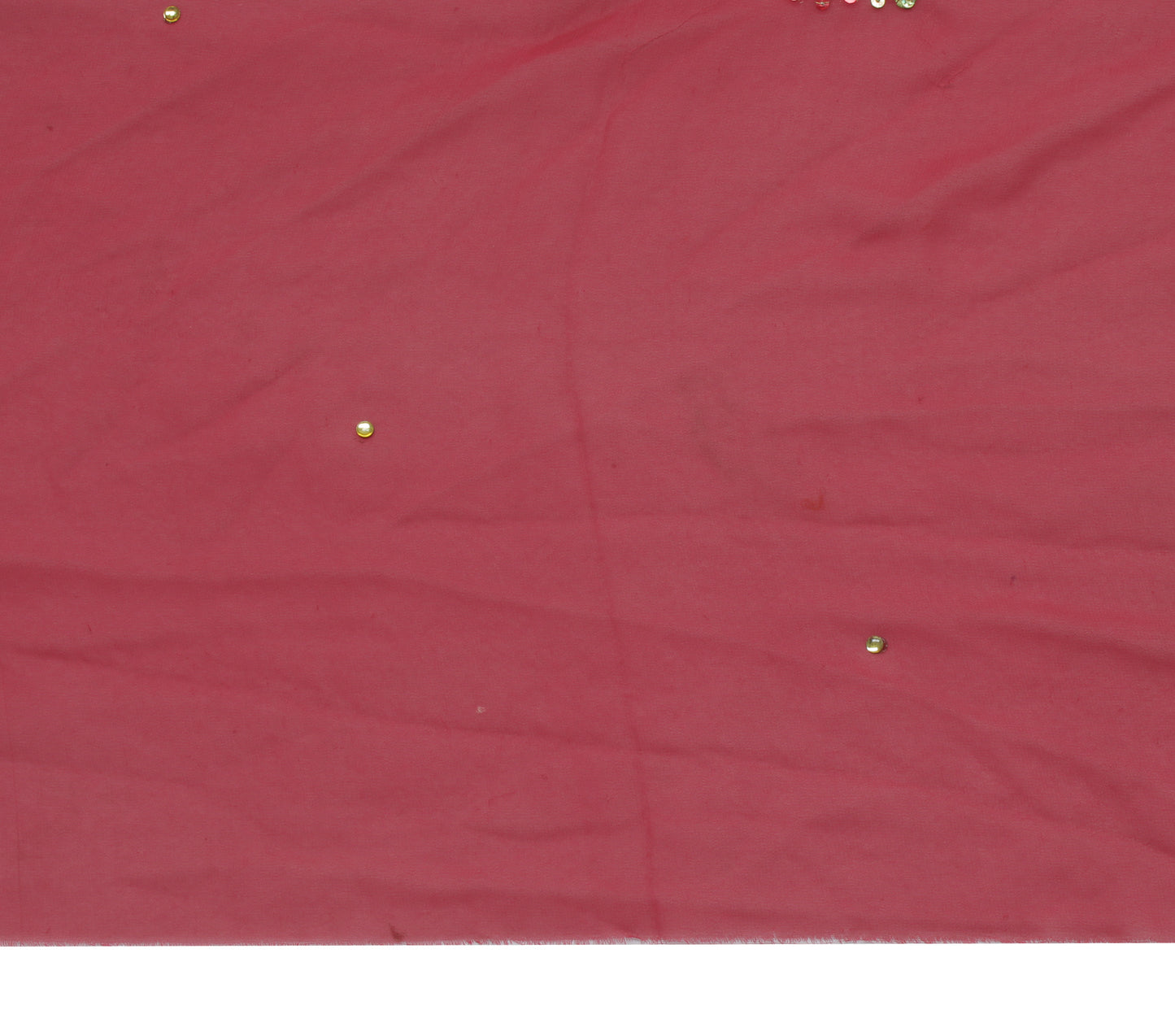 Sushila Vintage Pink Sari Remnant Scrap Blend Georgette Embroidered Craft Fabric