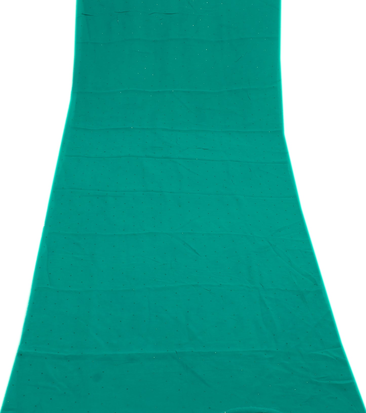 Sushila Vintage Green Sari Remnant Scrap Pure Georgette Mukesh Work Craft Fabric