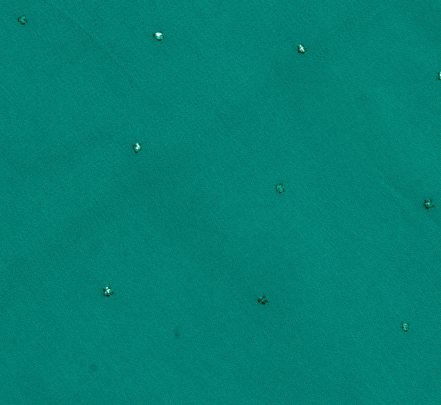 Sushila Vintage Green Sari Remnant Scrap Pure Georgette Mukesh Work Craft Fabric
