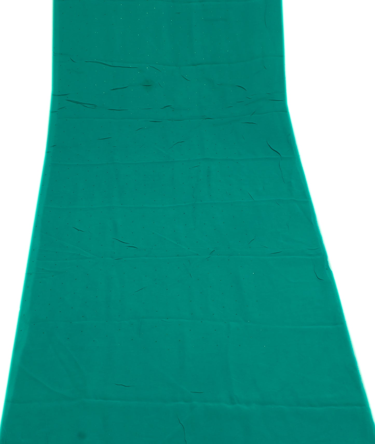 Sushila Vintage Green Sari Remnant Scrap Pure Georgette Mukesh Work Craft Fabric