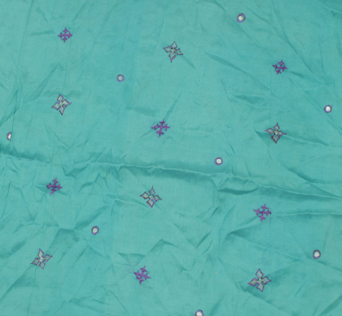 Sushila Vintage Indian Sari Remnant Scrap Pure Silk Embroidered Craft Fabric