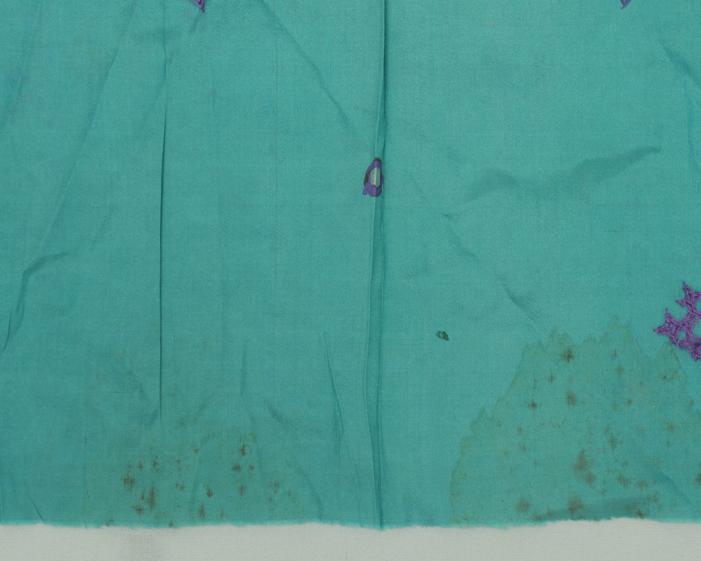 Sushila Vintage Indian Sari Remnant Scrap Pure Silk Embroidered Craft Fabric