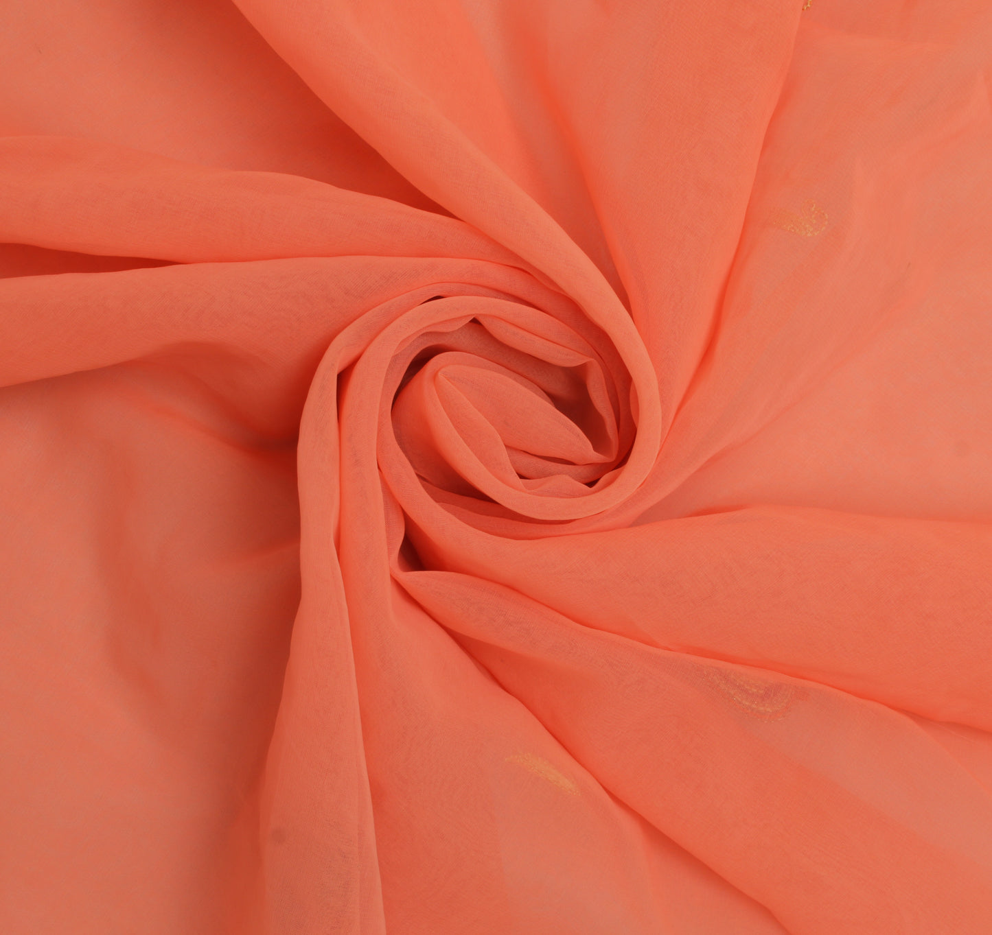 Sushila Vintage Peach Sari Remnant Scrap Pure Georgette Embroidered Craft Fabric