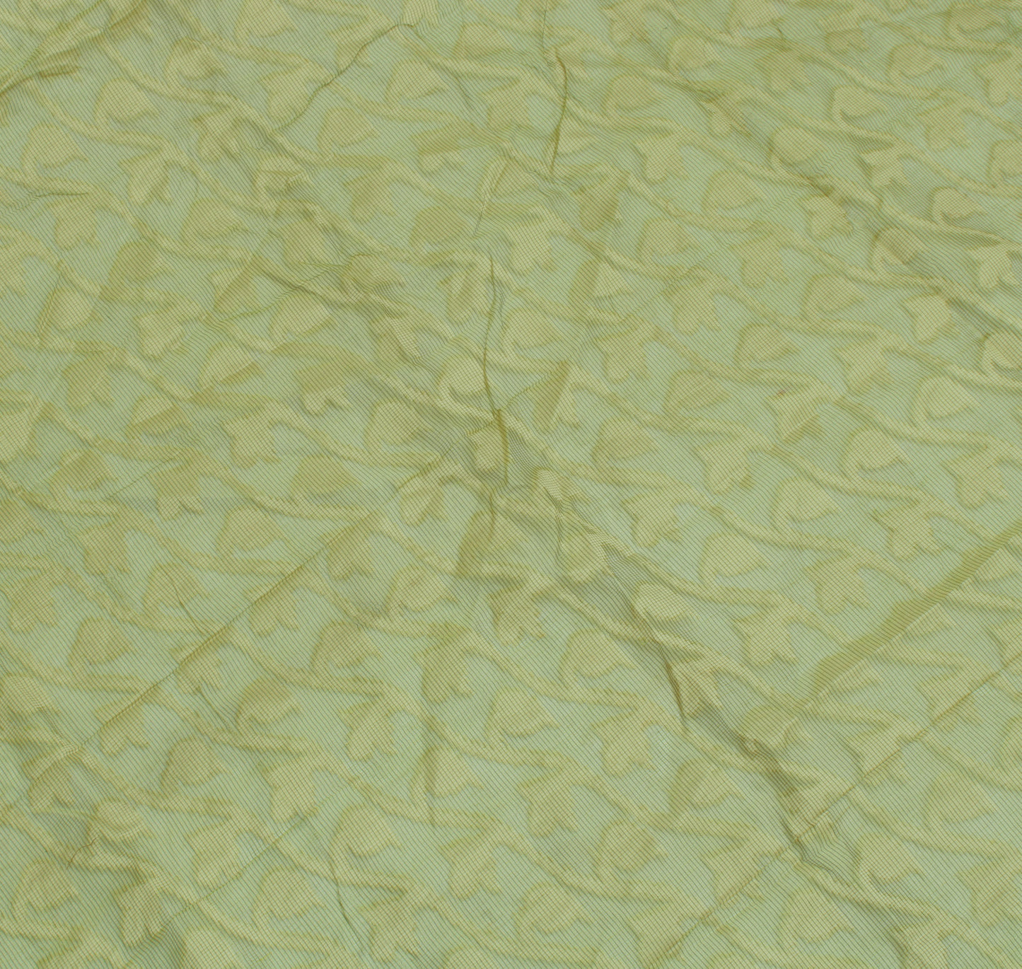 Sushila Vintage Green Indian Sari Remnant Scrap Pure Cotton Printed Craft Fabric