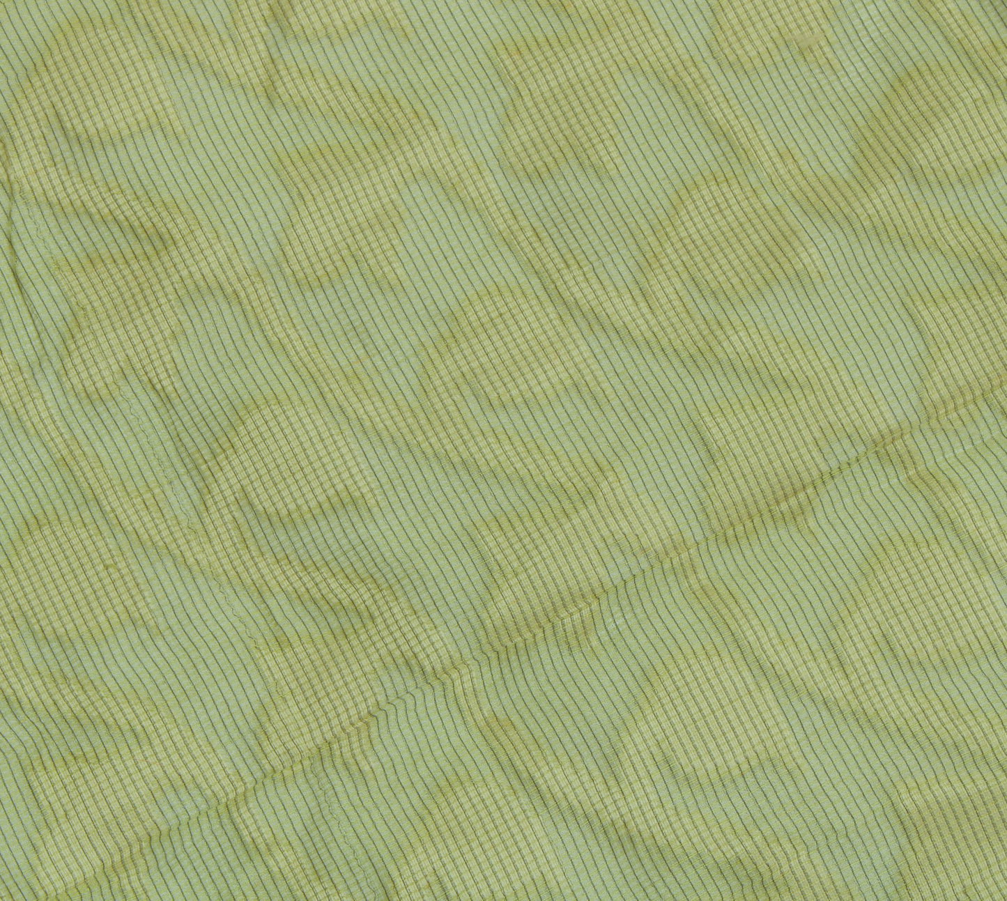 Sushila Vintage Green Indian Sari Remnant Scrap Pure Cotton Printed Craft Fabric