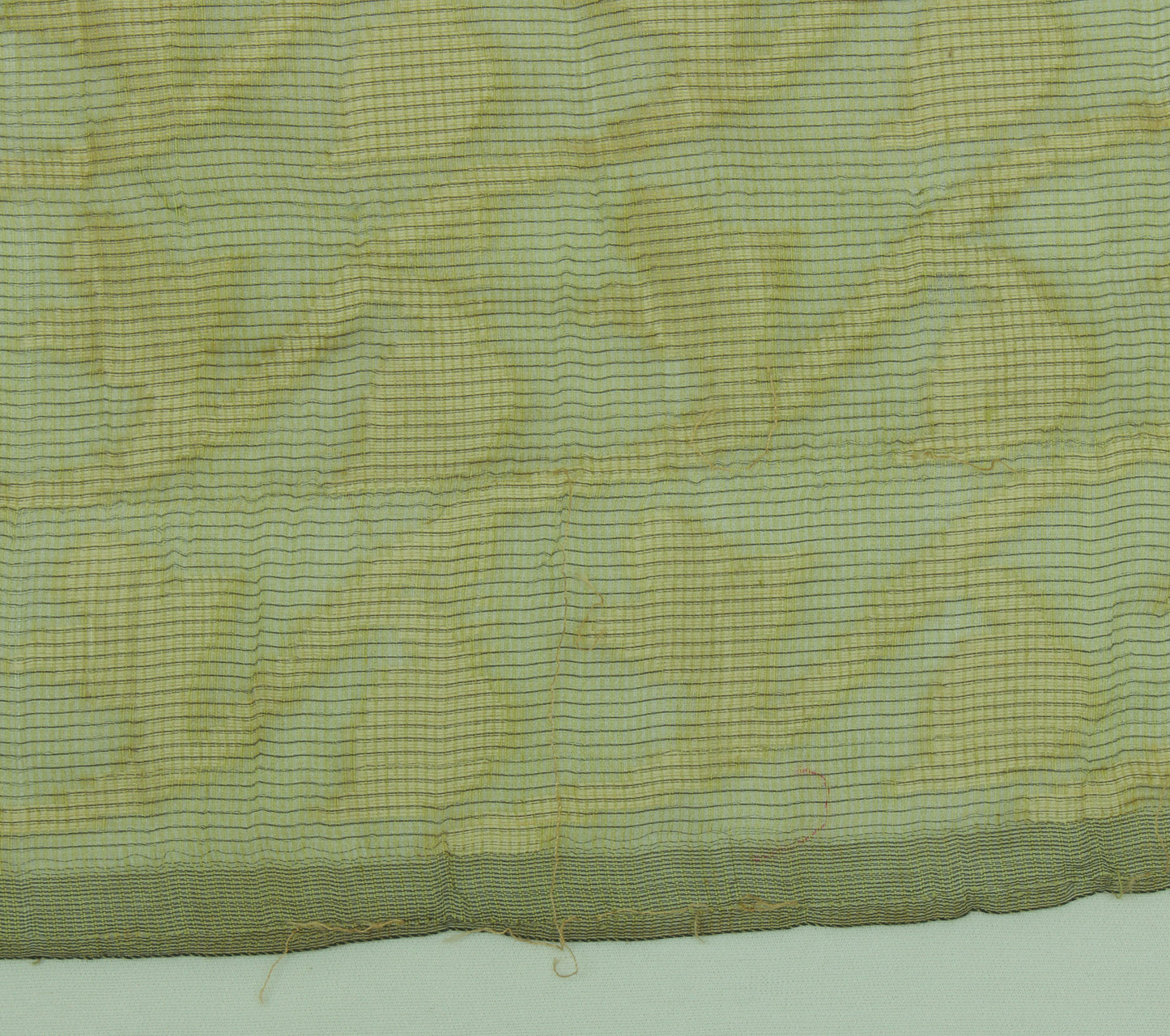 Sushila Vintage Green Indian Sari Remnant Scrap Pure Cotton Printed Craft Fabric