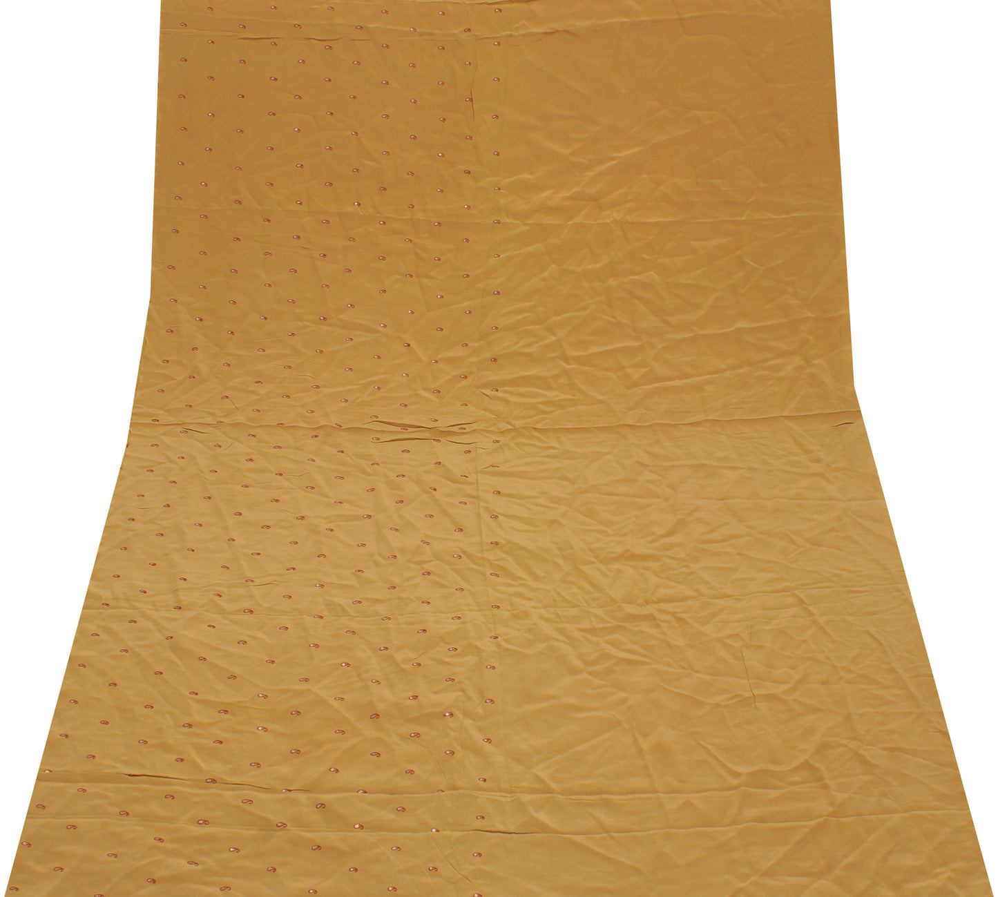 Sushila Vintage Brown Sari Remnant Scrap Pure Crepe Embroidered Craft Fabric