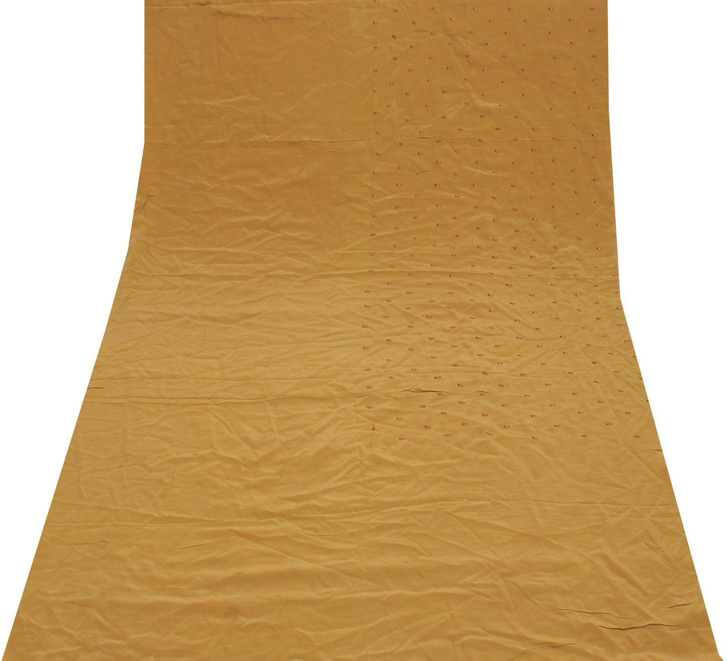 Sushila Vintage Brown Sari Remnant Scrap Pure Crepe Embroidered Craft Fabric