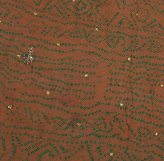 Sushila Vintage Indian Sari Remnant Scrap Pure Georgette Embroidered Fabric