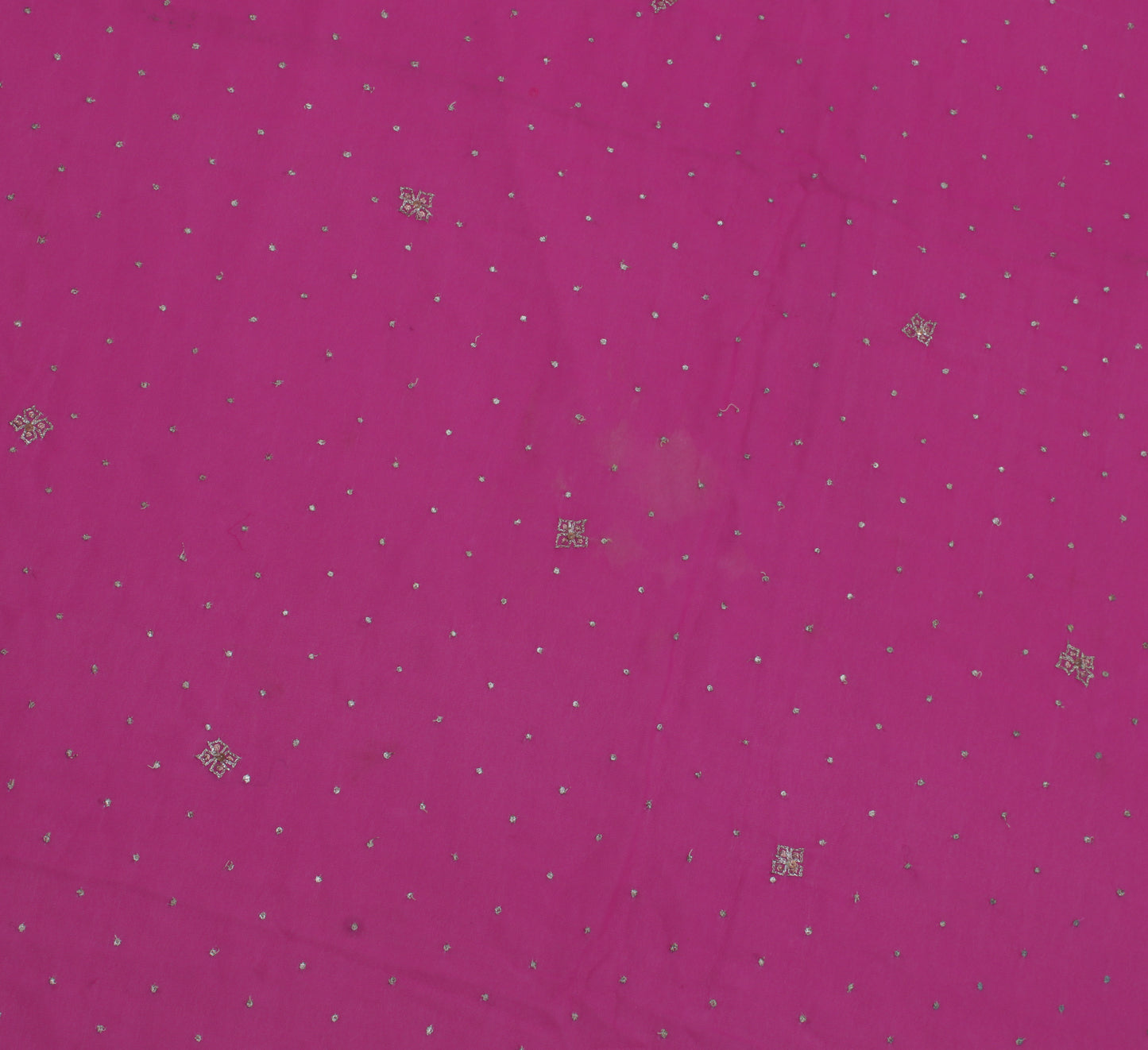 Sushila Vintage Pink Sari Remnant Scrap Blend Georgette Embroidered Craft Fabric