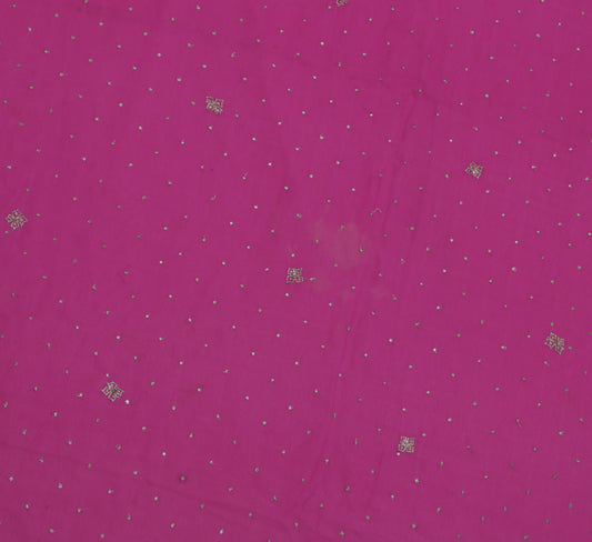Sushila Vintage Pink Sari Remnant Scrap Blend Georgette Embroidered Craft Fabric
