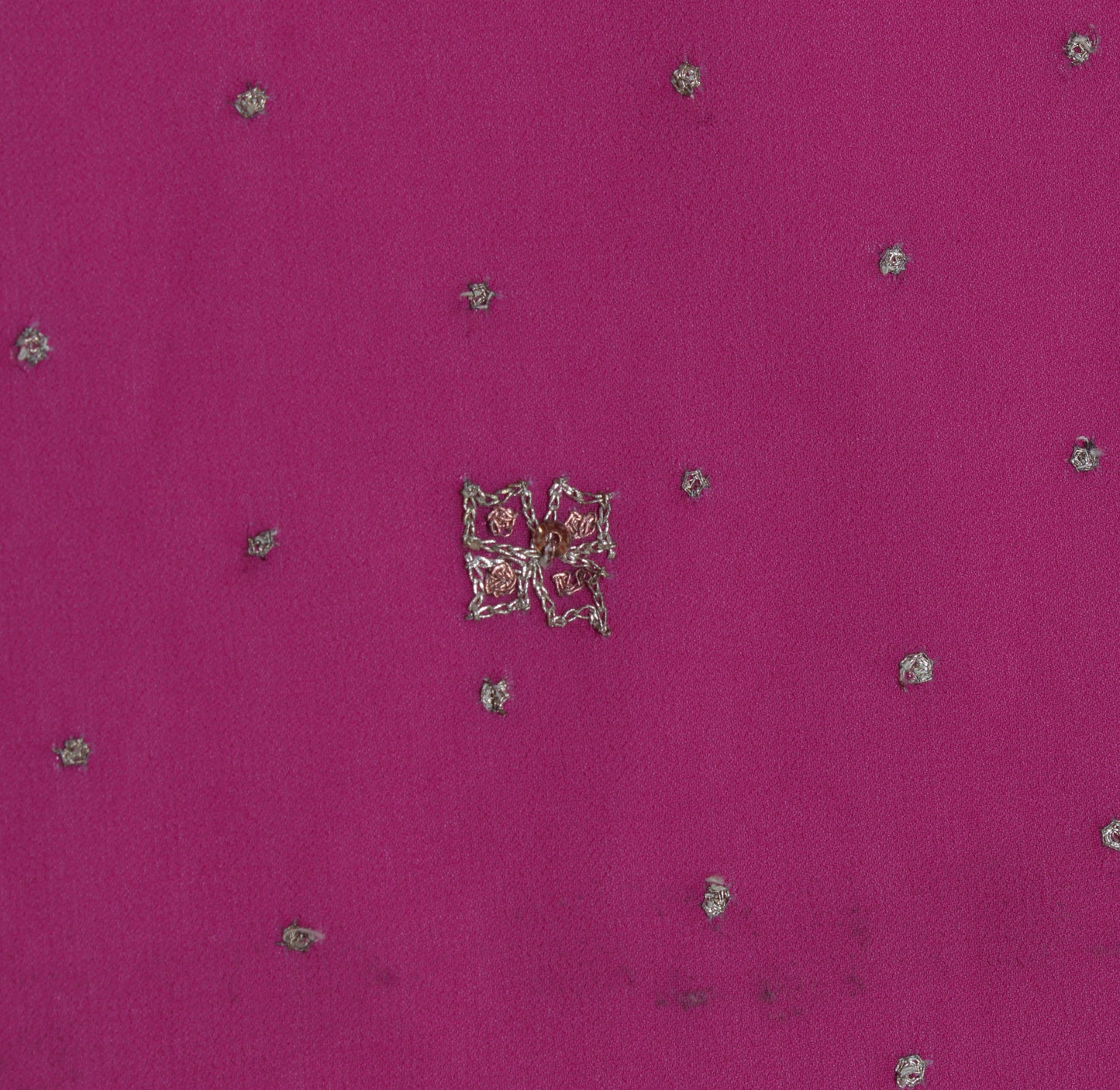 Sushila Vintage Pink Sari Remnant Scrap Blend Georgette Embroidered Craft Fabric