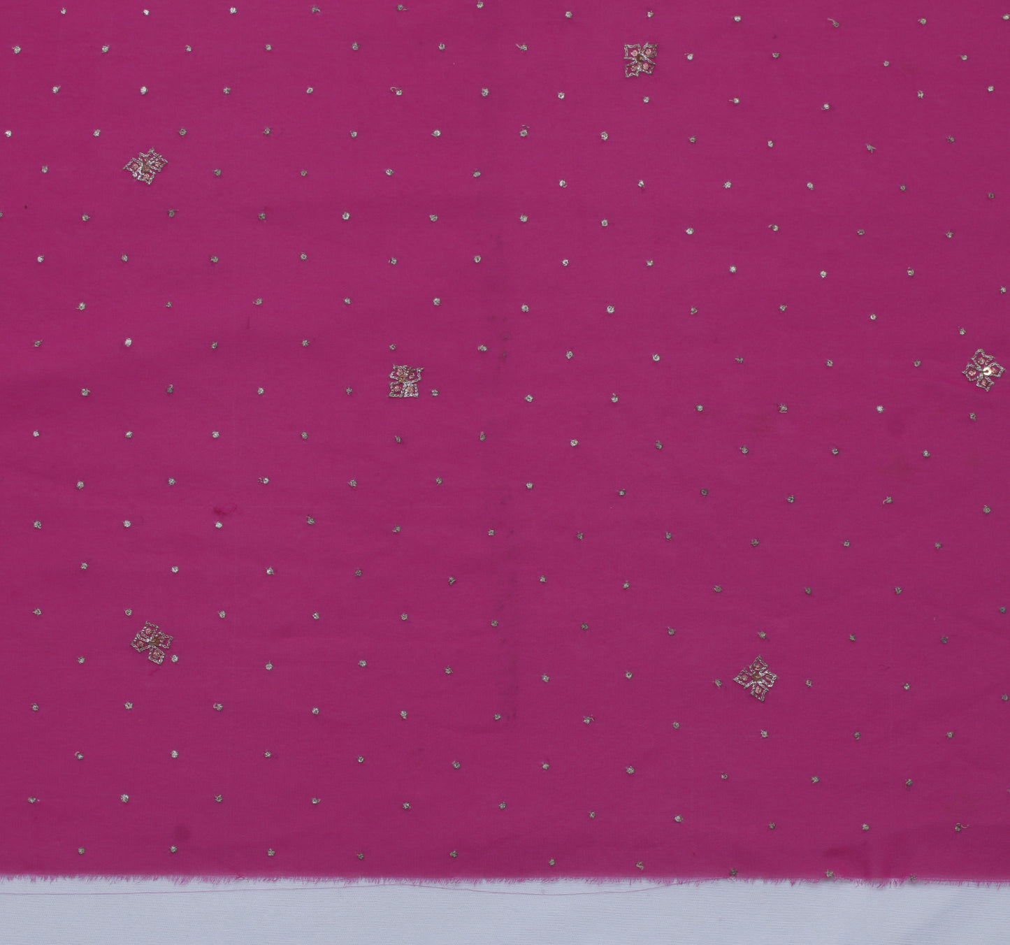 Sushila Vintage Pink Sari Remnant Scrap Blend Georgette Embroidered Craft Fabric