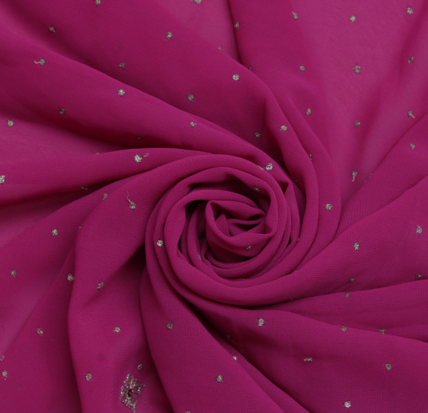Sushila Vintage Pink Sari Remnant Scrap Blend Georgette Embroidered Craft Fabric