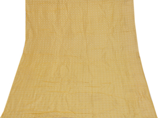 Sushila Vintage Yellow Sari Remnant Scrap 100% Pure Cotton Printed Craft Fabric