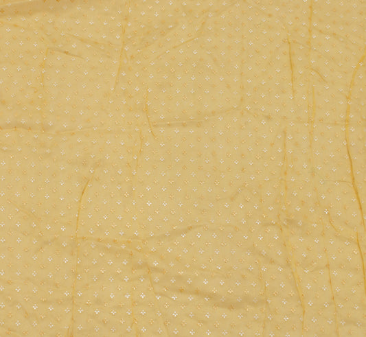 Sushila Vintage Yellow Sari Remnant Scrap 100% Pure Cotton Printed Craft Fabric