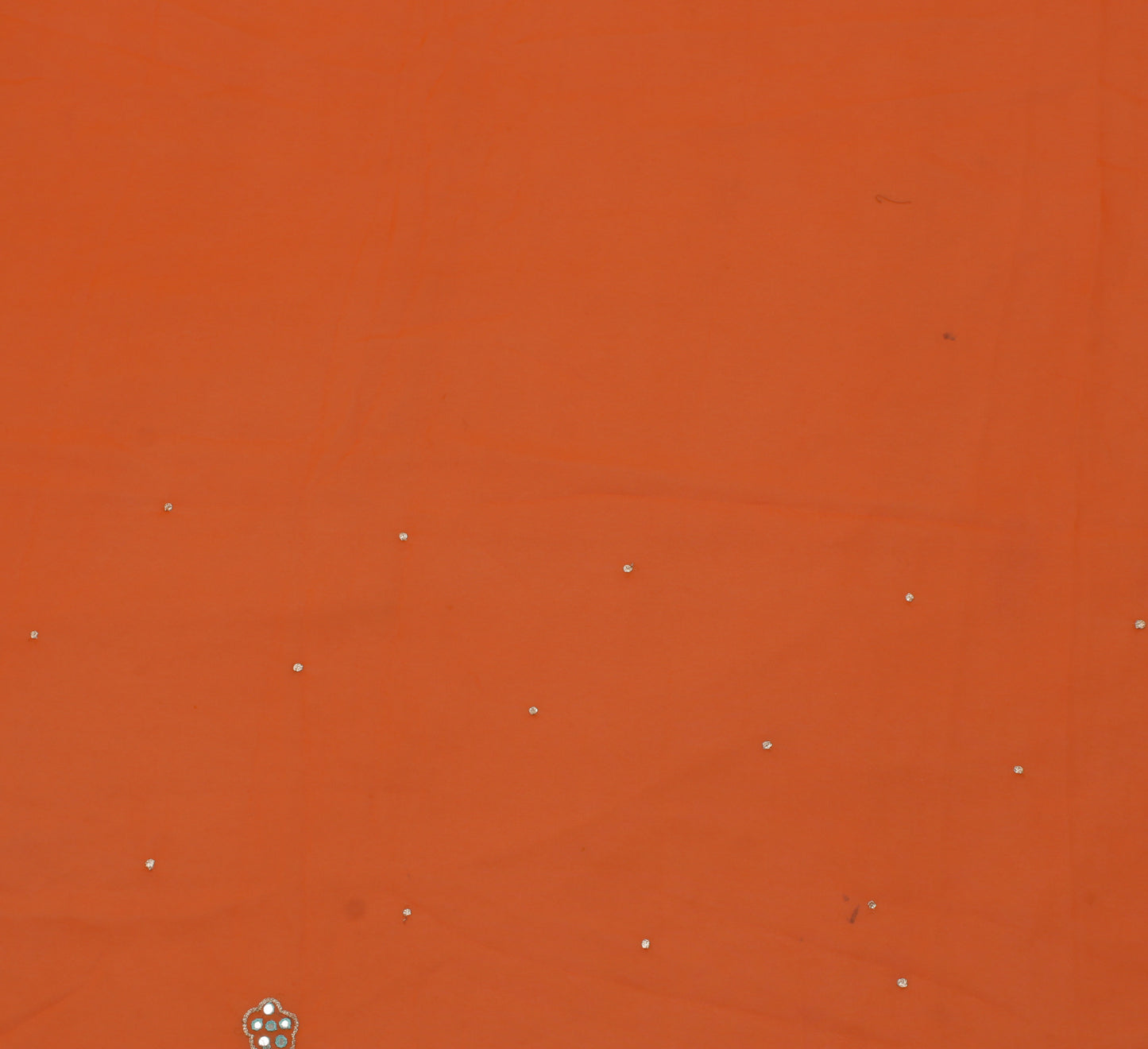Sushila Vintage Orange Sari Remnant Scrap Blend Georgette Embroidered Fabric