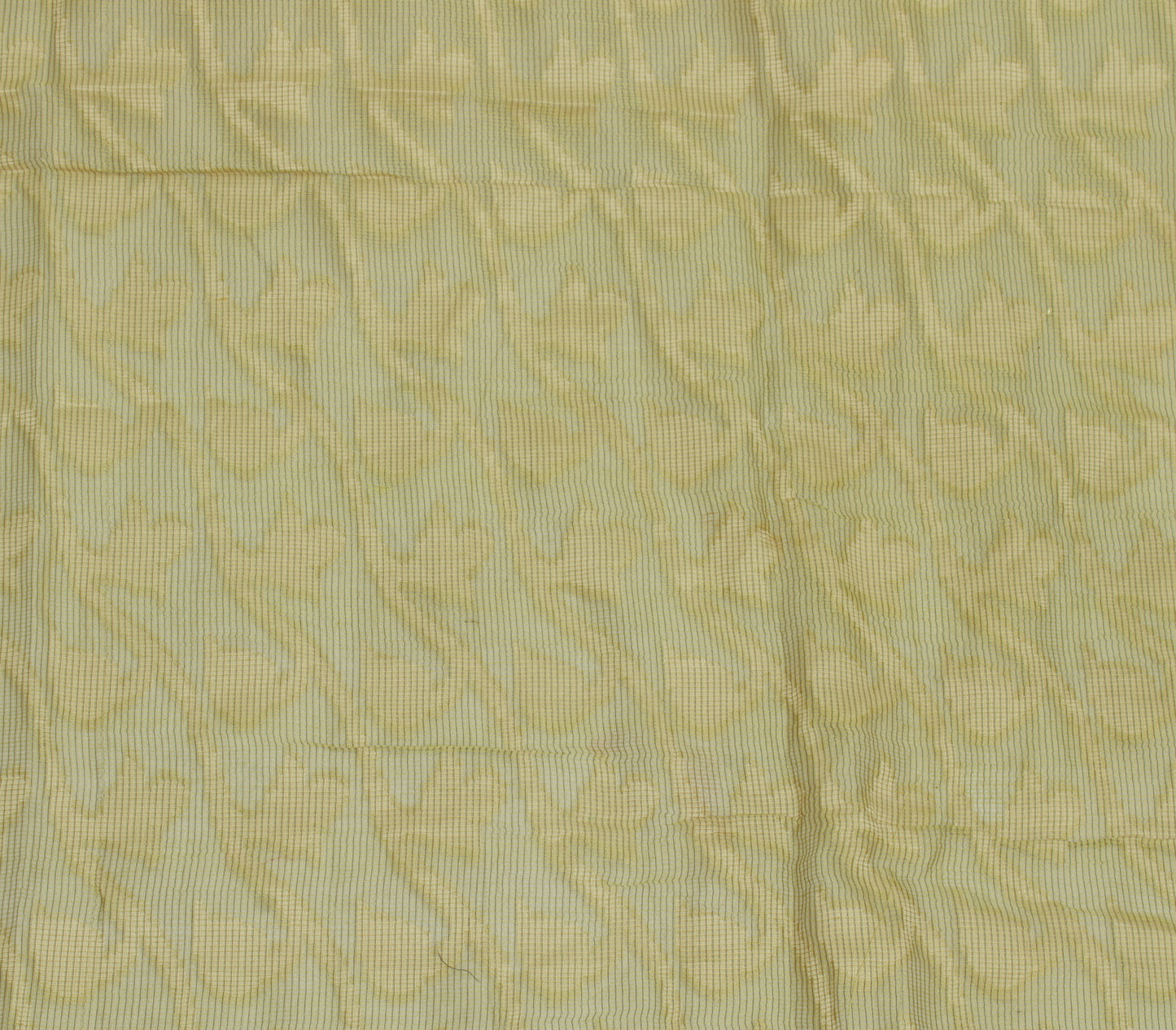 Sushila Vintage Green Indian Sari Remnant Scrap Pure Cotton Printed Craft Fabric