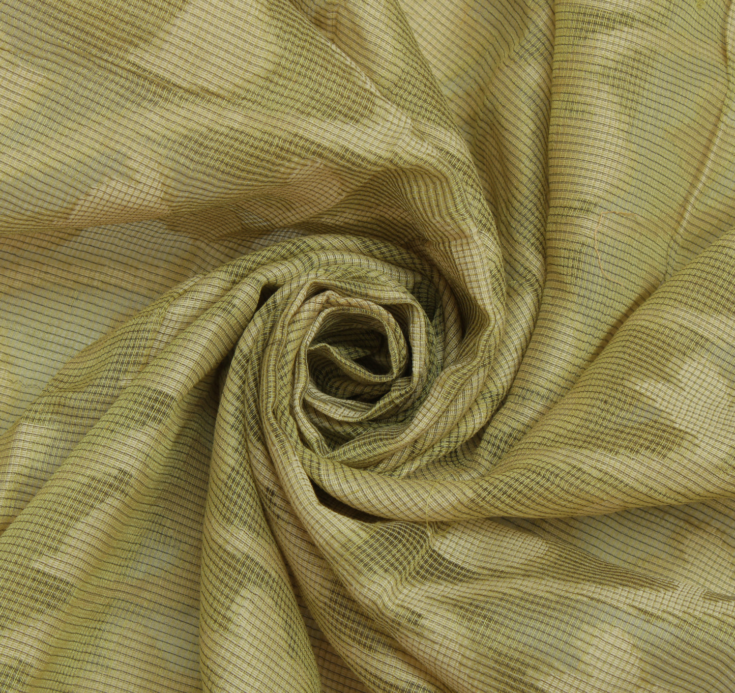 Sushila Vintage Green Indian Sari Remnant Scrap Pure Cotton Printed Craft Fabric