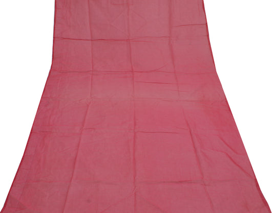 Sushila Vintage Peach Sari Remnant Scrap Blend Cotton Printed Craft Fabric