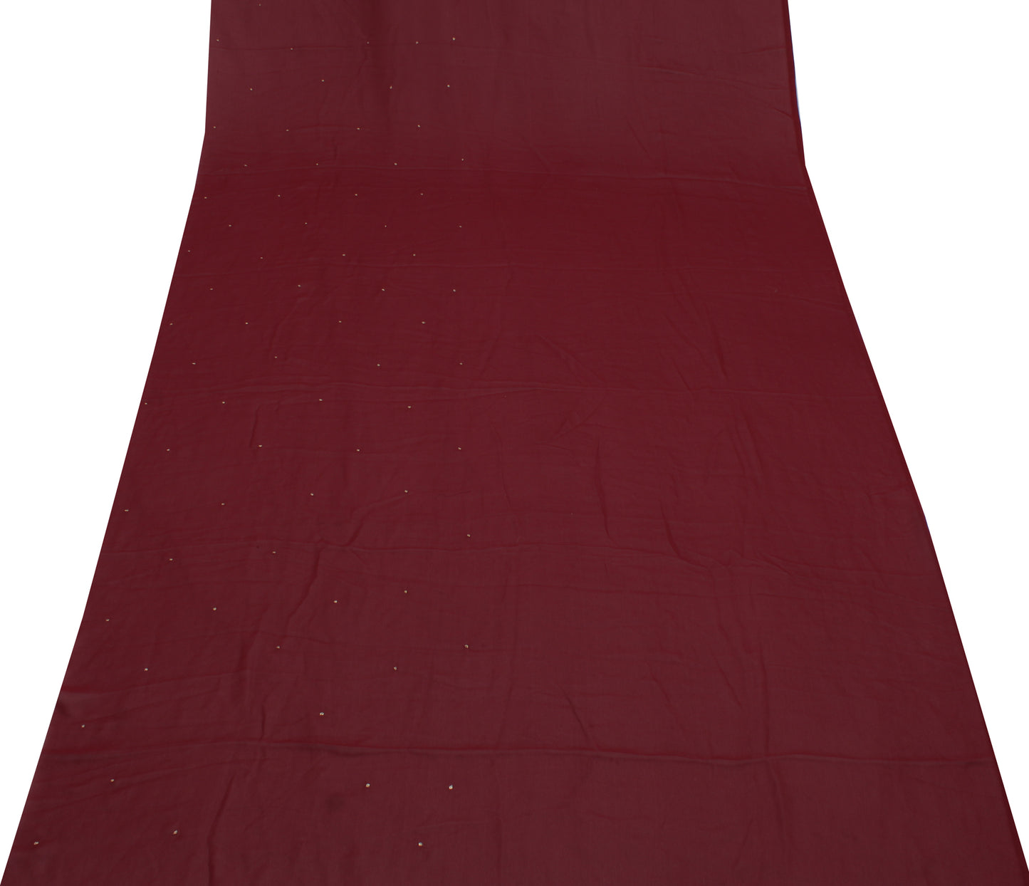Sushila Vintage Maroon Sari Remnant Scrap Blend Georgette Silk Craft Fabric