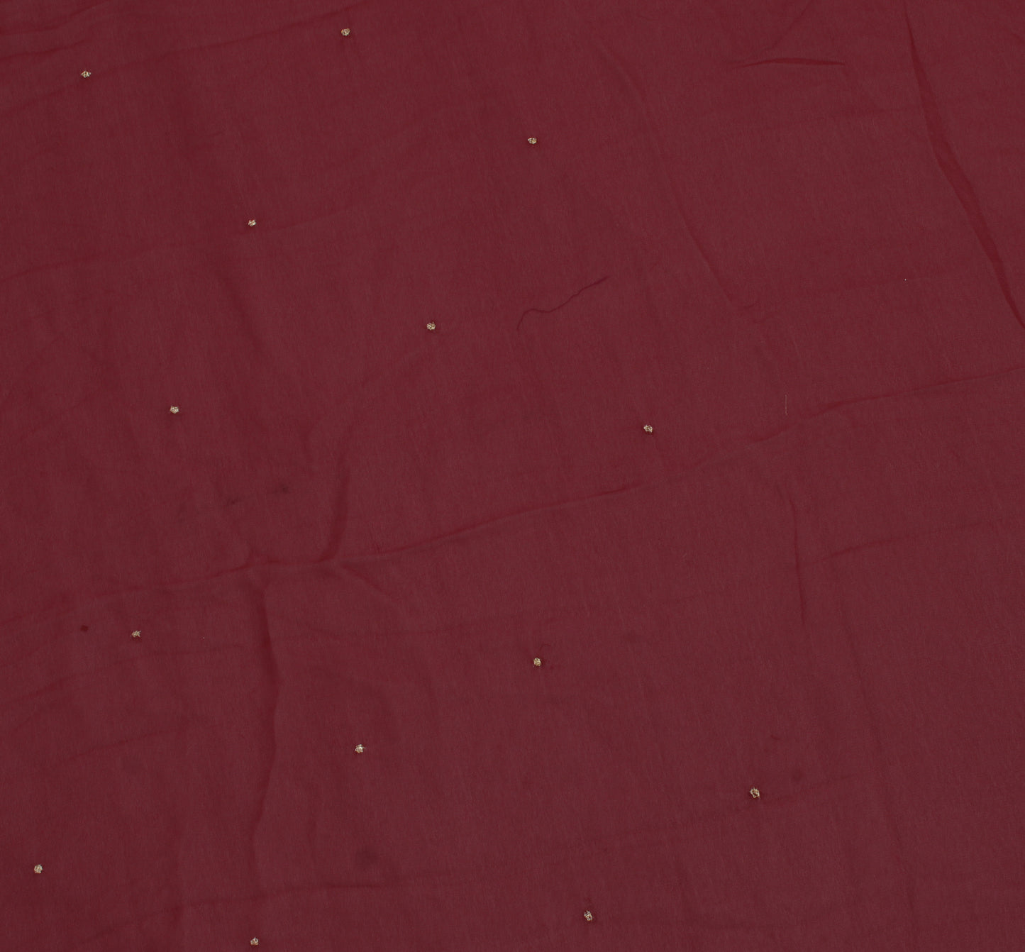 Sushila Vintage Maroon Sari Remnant Scrap Blend Georgette Silk Craft Fabric