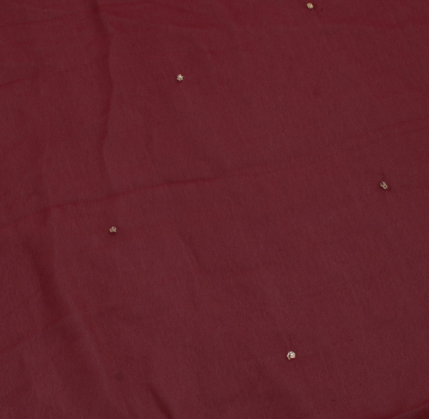 Sushila Vintage Maroon Sari Remnant Scrap Blend Georgette Silk Craft Fabric