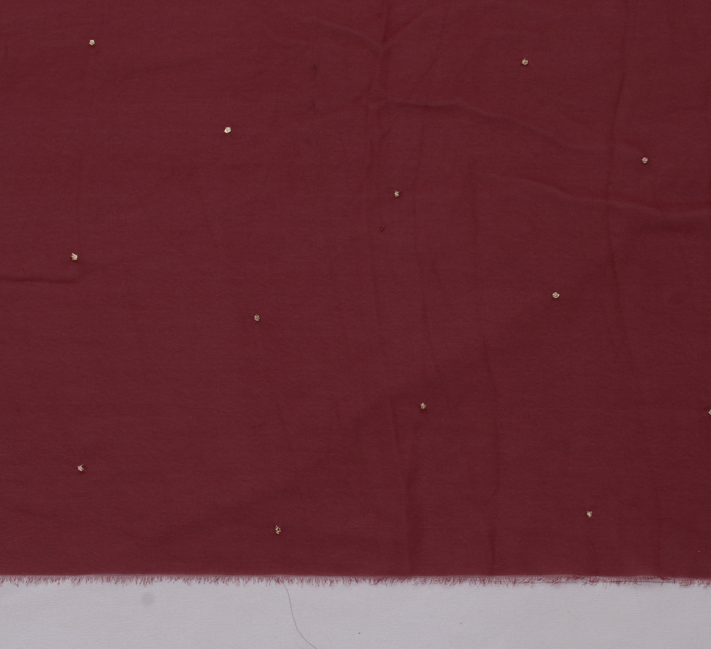 Sushila Vintage Maroon Sari Remnant Scrap Blend Georgette Silk Craft Fabric