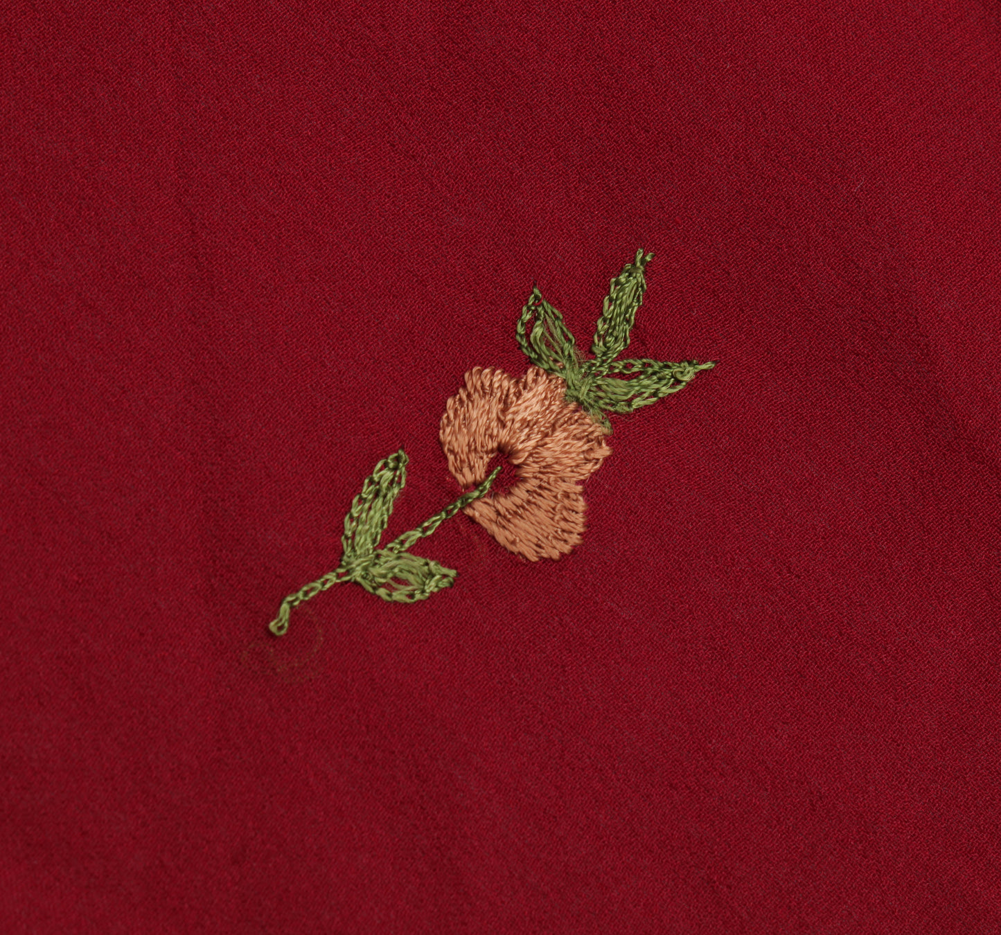 Sushila Vintage Red Sari Remnant Scrap Pure Georgette Embroidered Craft Fabric