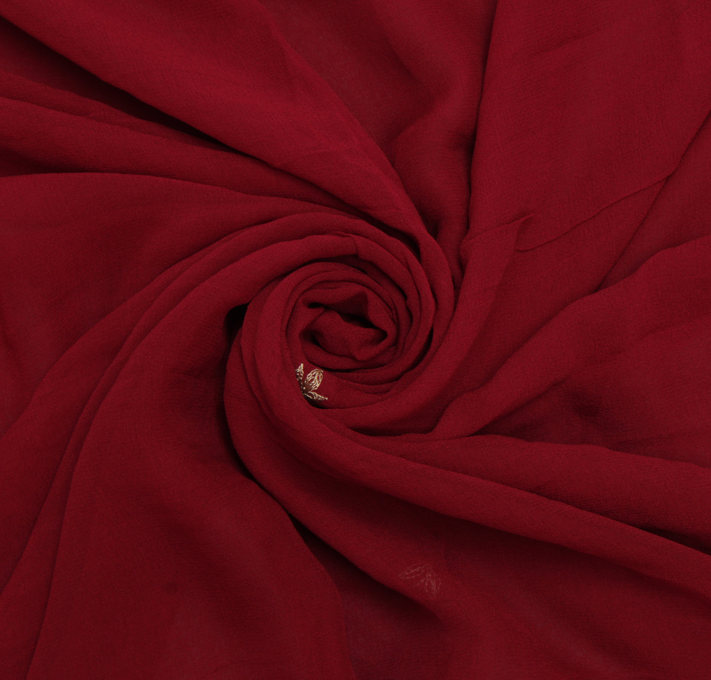 Sushila Vintage Red Sari Remnant Scrap Pure Georgette Embroidered Craft Fabric