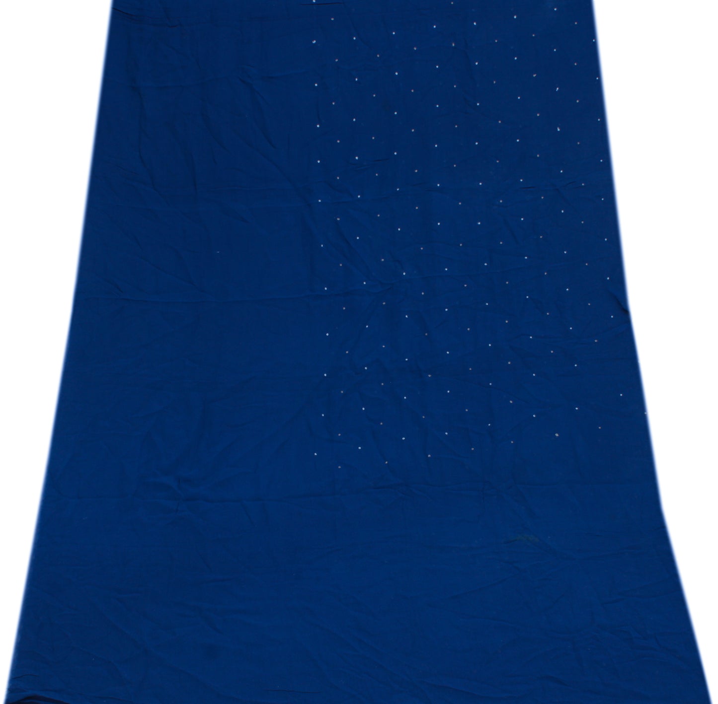 Sushila Vintage Blue Sari Remnant Scrap Pure Georgette Mukesh Work Craft Fabric