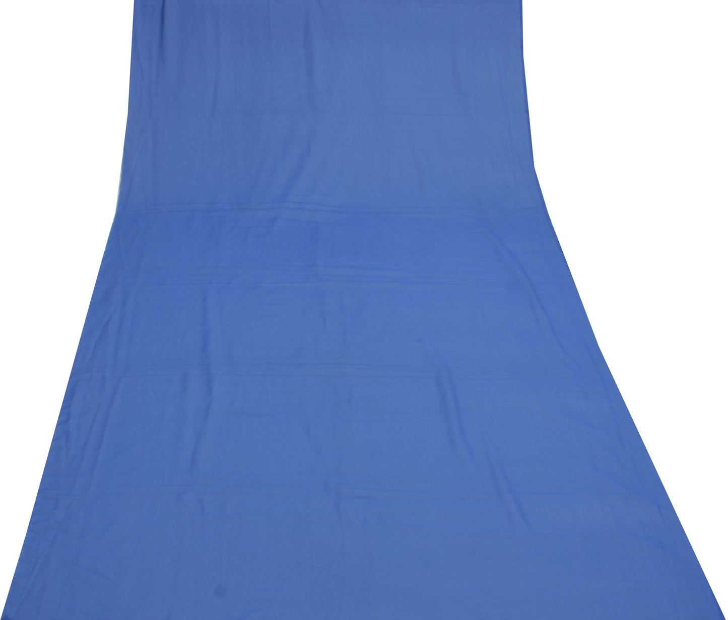 Sushila Vintage Blue Indian Sari Remnant Scrap Blend Georgette Silk Craft Fabric