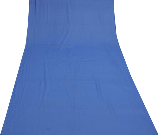 Sushila Vintage Blue Indian Sari Remnant Scrap Blend Georgette Silk Craft Fabric
