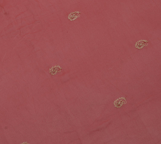 Sushila Vintage Rust Sari Remnant Scrap Blend Georgette Embroidered Craft Fabric