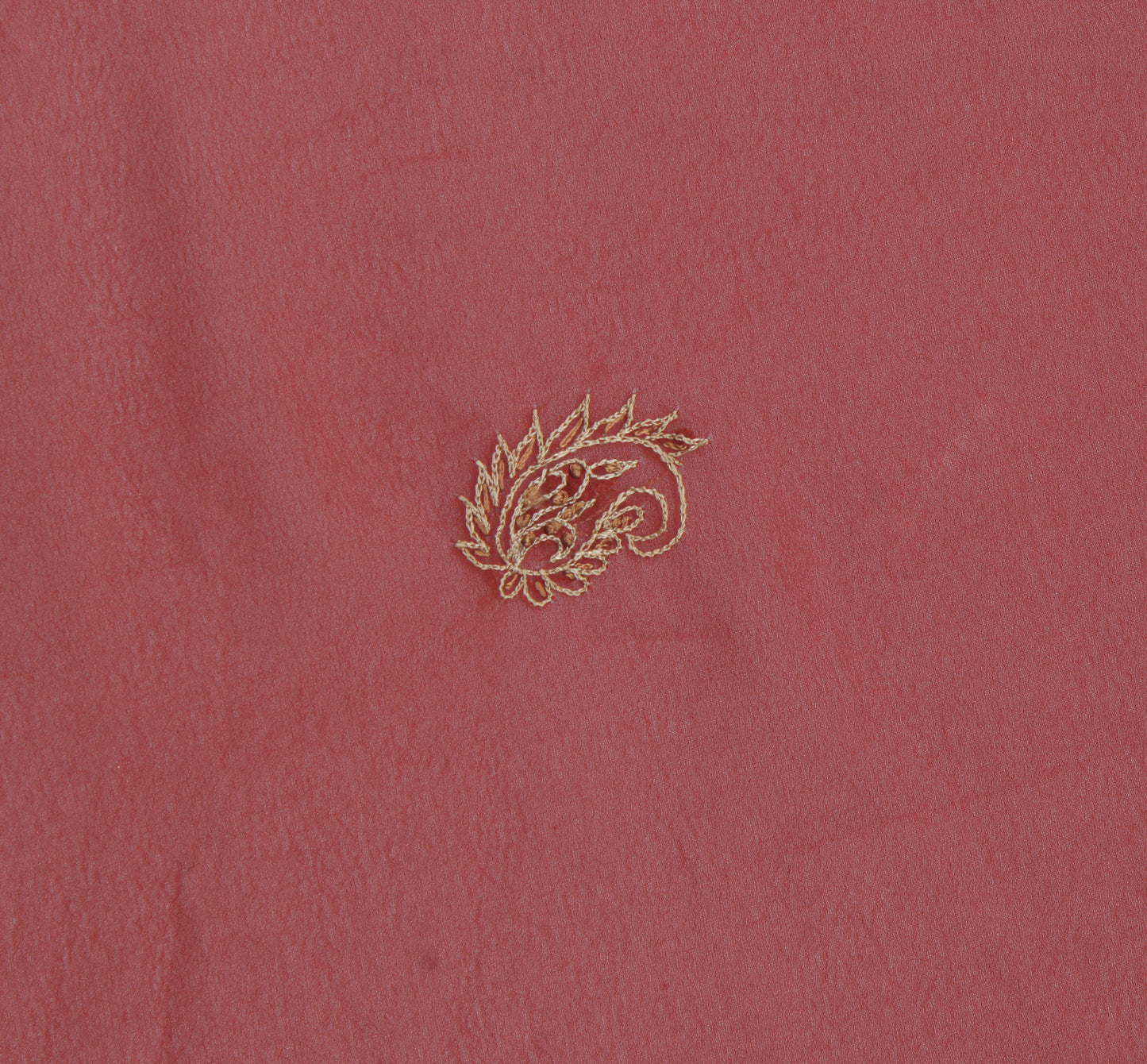 Sushila Vintage Rust Sari Remnant Scrap Blend Georgette Embroidered Craft Fabric
