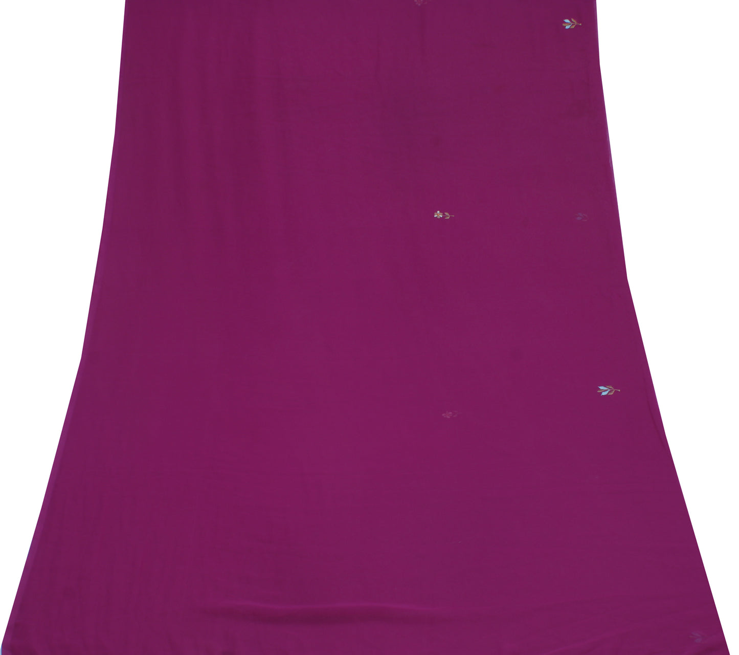 Sushila Vintage Purple Sari Remnant Scrap Blend Georgette Embroidered Fabric
