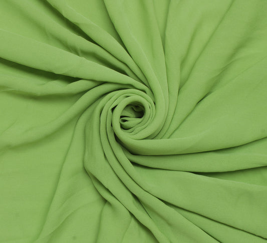 Sushila Vintage Pista Green Sari Remnant Scrap Pure Georgette Silk Craft Fabric