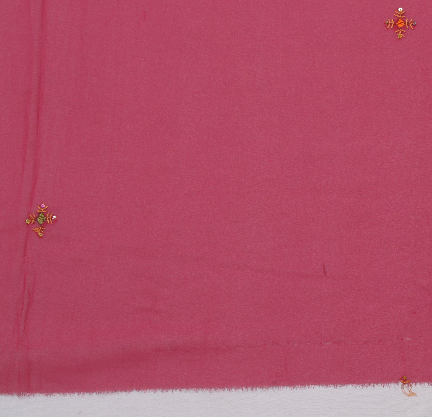 Sushila Vintage Sari Remnant Scrap Blend Georgette Embroidered Craft Fabric
