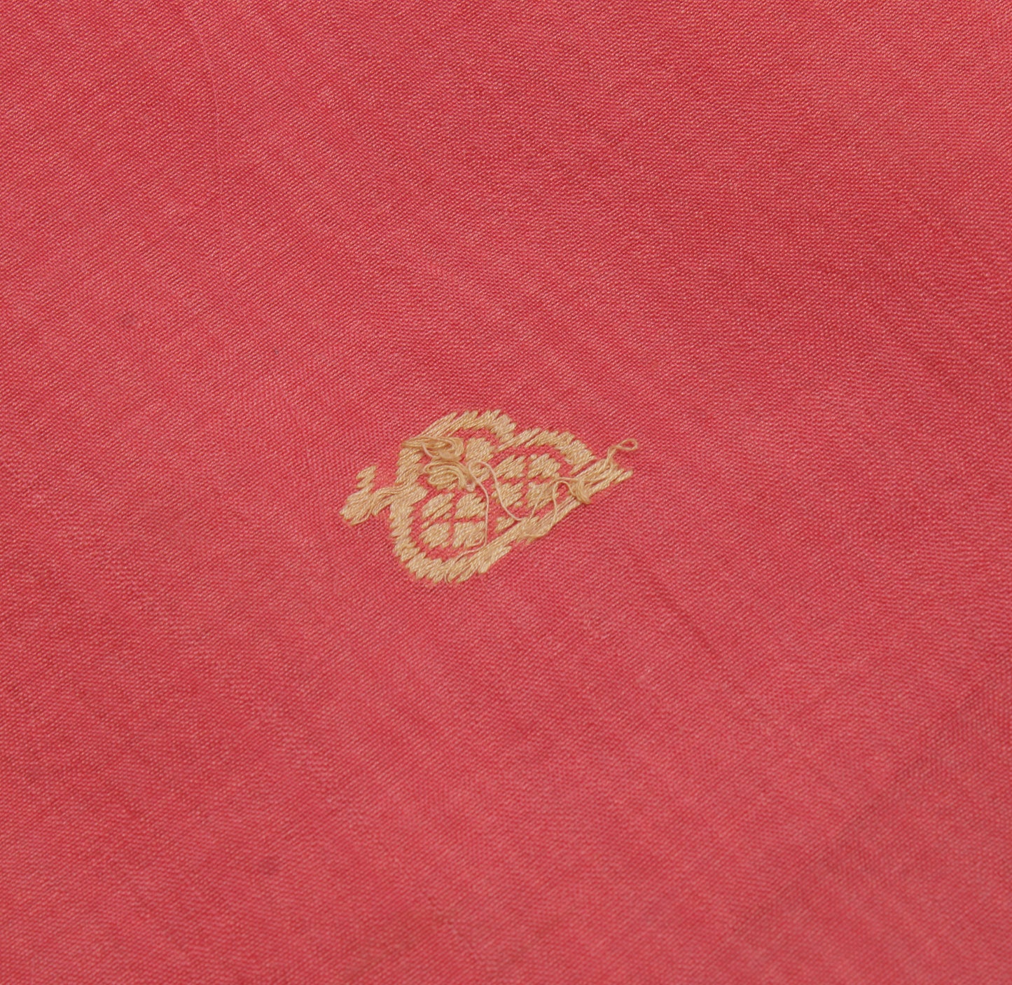 Sushila Vintage Peach Sari Remnant Scrap Pure Cotton Embroidered Craft Fabric