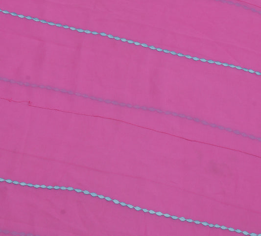 Sushila Vintage Pink Indian Sari Remnant Scrap Pure Georgette Silk Craft Fabric