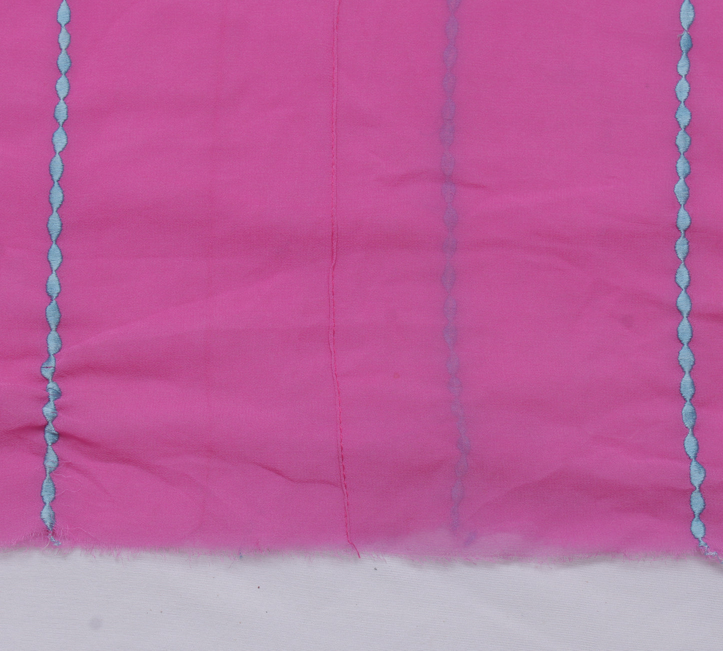 Sushila Vintage Pink Indian Sari Remnant Scrap Pure Georgette Silk Craft Fabric