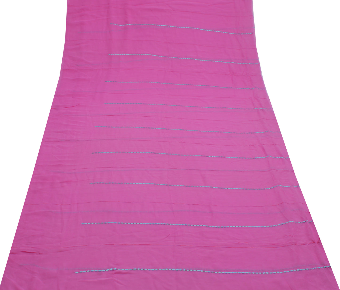 Sushila Vintage Pink Indian Sari Remnant Scrap Pure Georgette Silk Craft Fabric