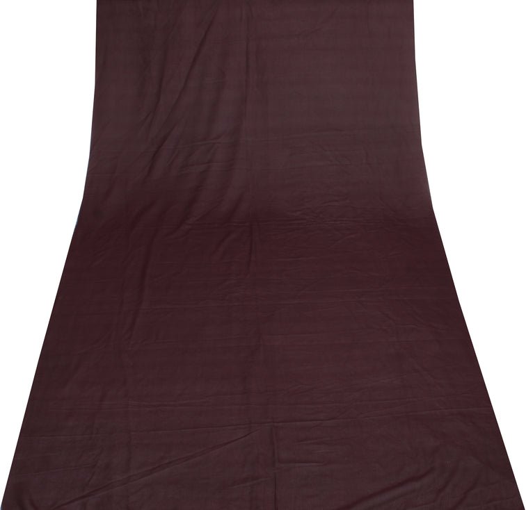 Sushila Vintage Brown Sari Remnant Scrap Blend Georgette Silk Craft Fabric