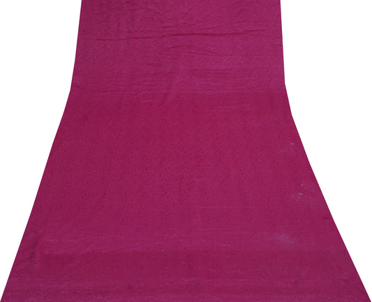 Sushila Vintage Purple Sari Remnant Scrap Blend Georgette Woven Craft Fabric