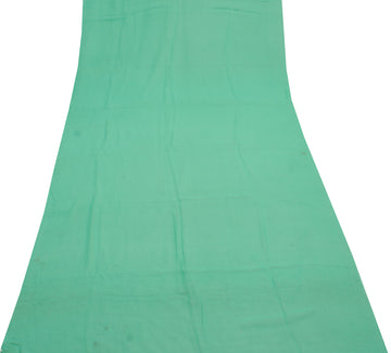 Sushila Vintage Aqua Green Sari Remnant Scrap Pure Georgette Silk Craft Fabric
